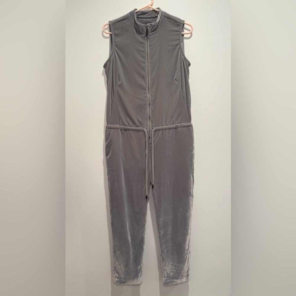 Wildfang velvet jumpsuit gray size small